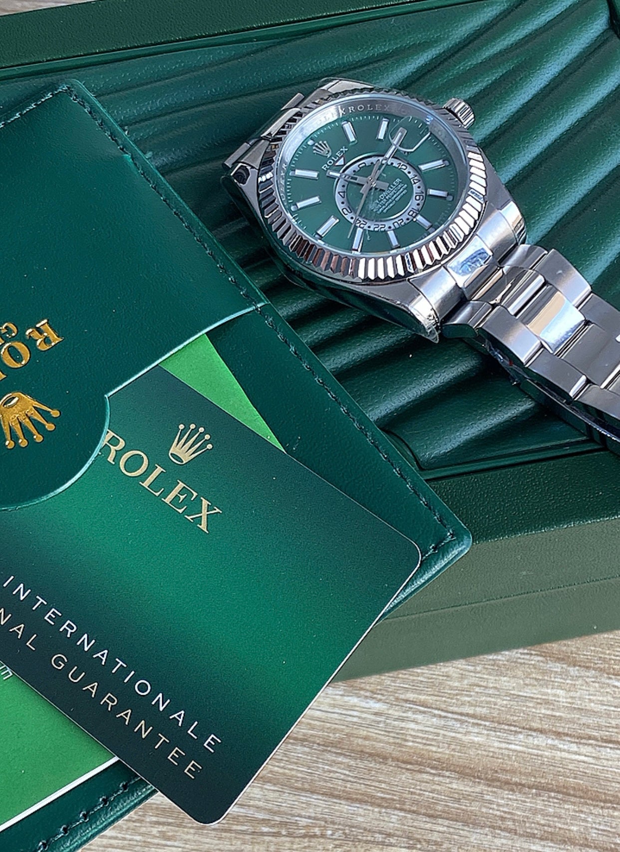 42 mm  رولكس سكاي دولر جرين ديل - الساعة كلون ١٠٠٪؜