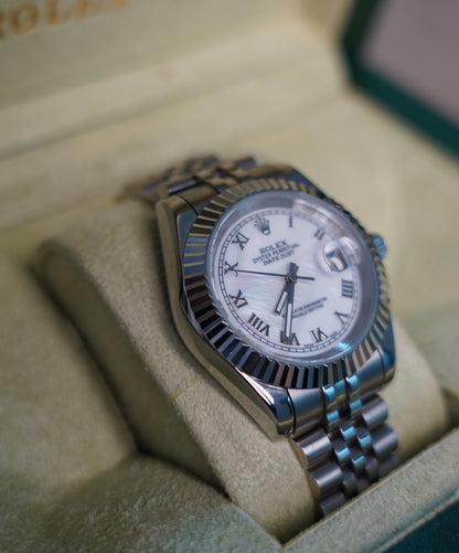 41 mm رولكس داي جست مينا صدف ابيض - الساعة نادرة متوفر قطعة واحدة كلين تايتل