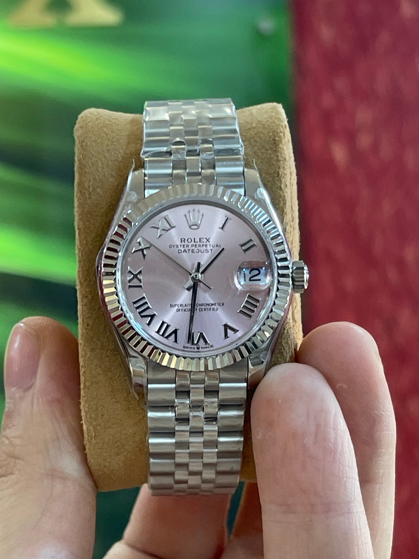 رولكس ديت جست كلين طبق الأصل نسائي ارقام روماني مينا بينك