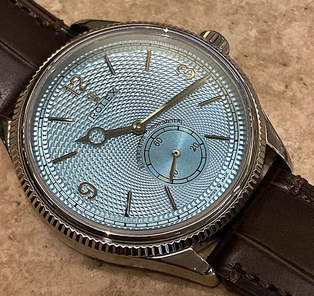 رولكس بيربتشوال 1908 ايس بلو - كلين طبق الأصل ماكينة سويسري حبة واحدة