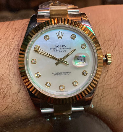 رولكس دايت جاست مينا صدف ارقام الماس - تو تون كلين طبق الأصل اعلى جودة ماكينة سويسري