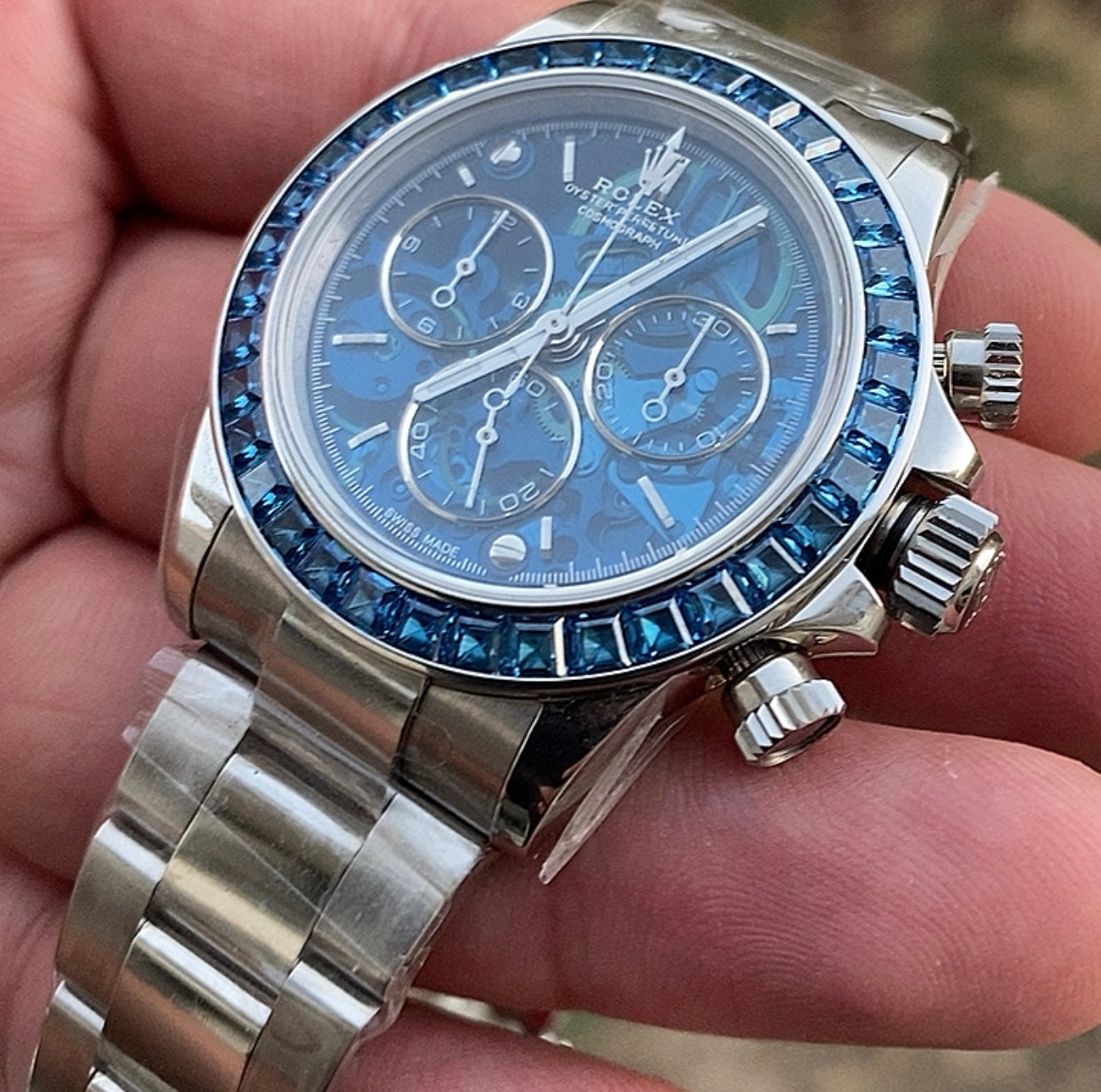 Rolex Daytona Blue Ruby- حبة واحدة طبق الأصل (السعر بالاردني 1500دينار واصلة لعمان)