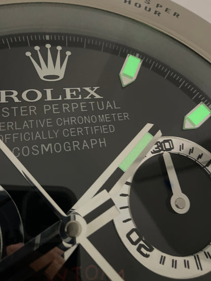 قسم رجال الأعمال ساعه حائط بتصميم رولكس دايتونا سلفر من الداخل اسود