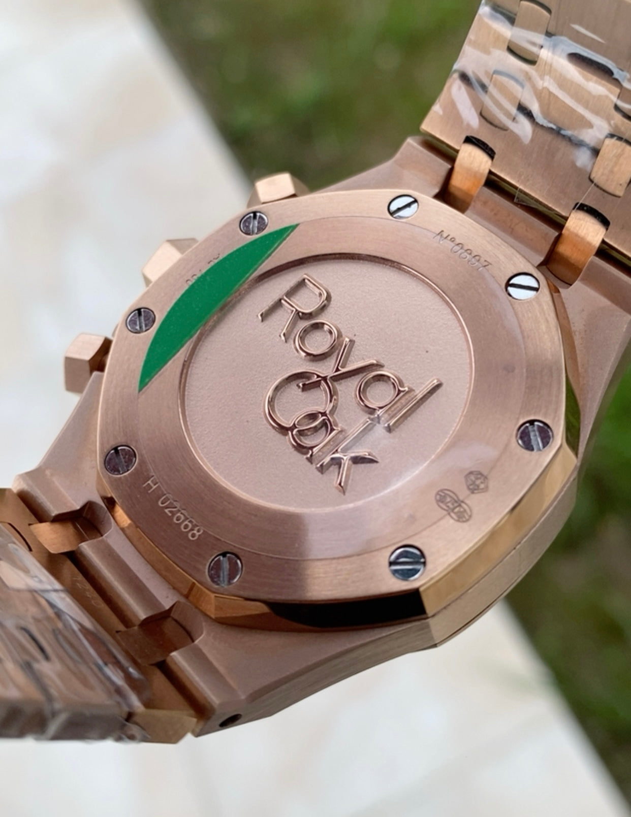 AP Chronograph- اي بي كلين روز جولد طبق الاصل تعقيدة الماكينة كرونو مطابقة للاصلية