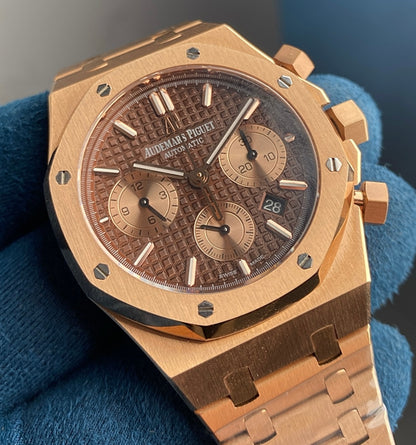 audemars piguet royal oak chronograph - كلين طبق الأصل طلاء ١٨ روز جولد ماكينة سويسري وزن متطابق و تعقيدة الكرونو