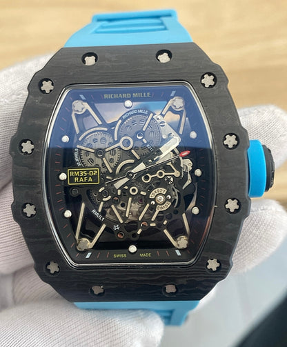 RM  - ساعة ريتشارد ميل اصدار ٢٠٢٤ ستراب ازرق بودي سيراميك و كاربون