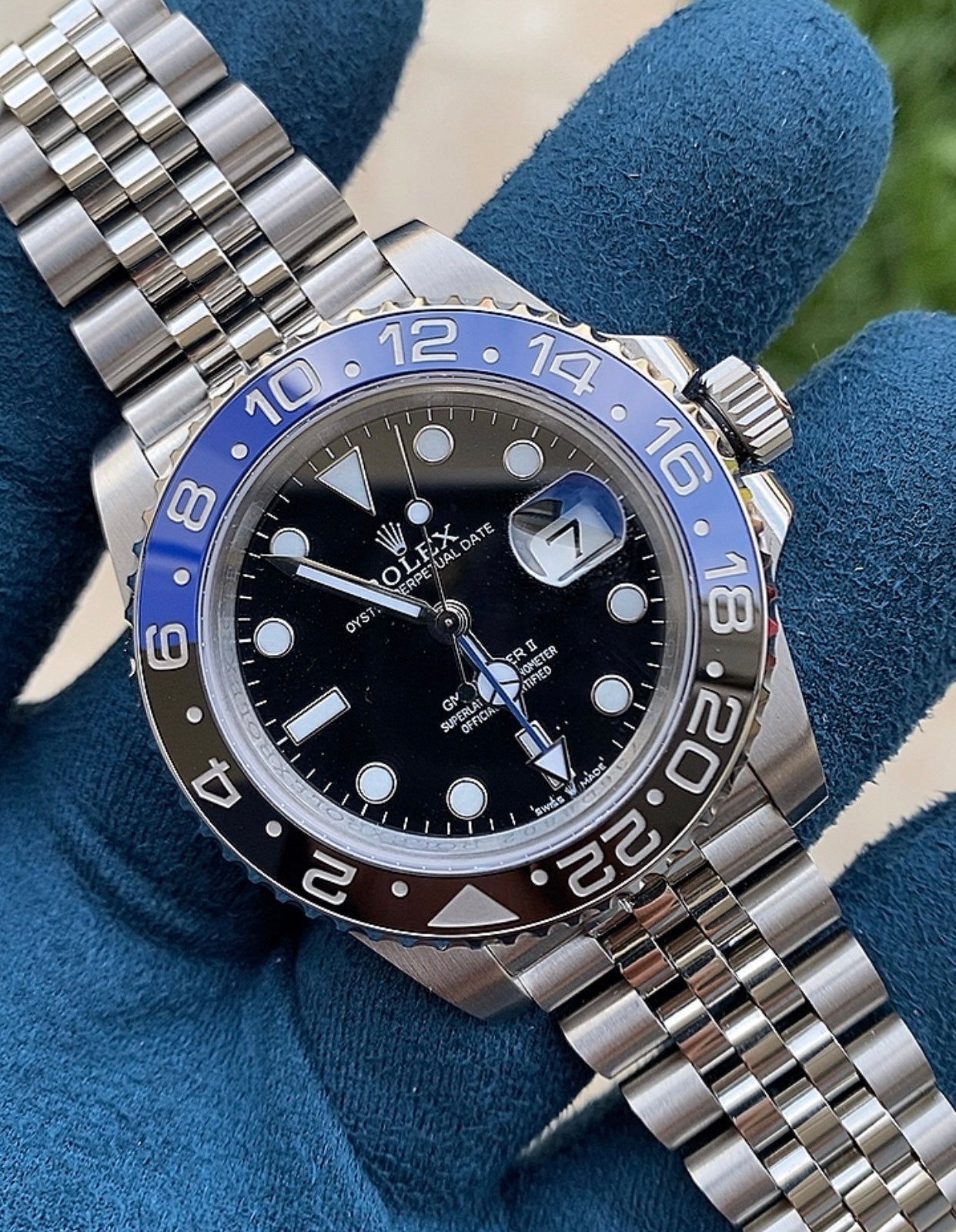 ٣٥٥٠ شيكل توصيل لفلسطين رولكس باتمان كلين طبق الأصل - سيريال حقيقي ماكينة سويسري