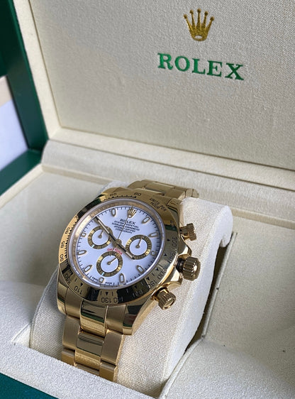 رولكس دايتونا ذهب اصفر مينا ابيض كلين - ذهب طلاء عيار ١٨  ليعطي نفس لمعان الأصلي