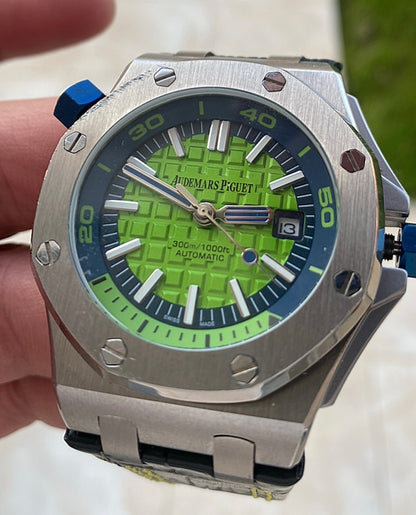 AP offshore 42 mm  - اوف شور كلون طبق الأصل - قطعة واحدة لون فسفور ستراب جلد   (AP 3)