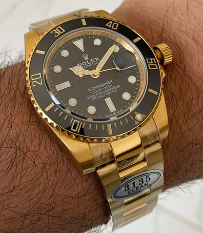 رولكس سابمارينر فول جولد - ذهب ١٨ طلاء - ماكينة سويسري بيزل سيراميك كلين طبق الأصل