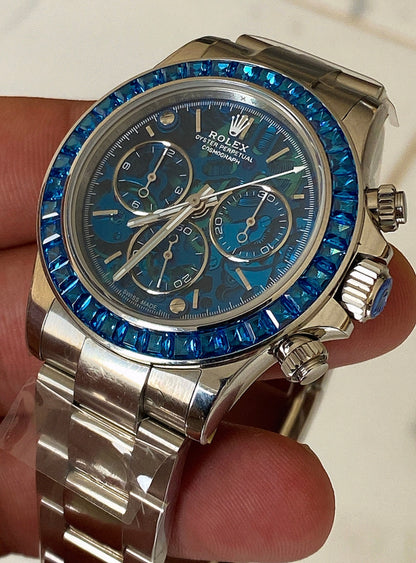 Rolex Daytona Blue Ruby 40 mm  -قطعة كلين طبق الأصل ماكينة سويسري طبق الأصل متوفر حبة واحدة في كل العراق