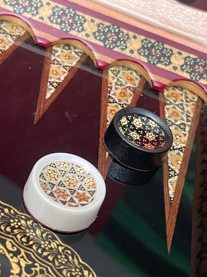 قطعه واحدة طاولي صناعة يدوية بالكامل اسود ملكي مع جنود براص اصلي وجنطة جلد فاخره