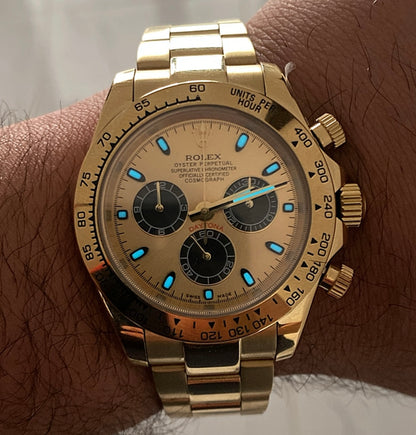 رولكس دايتونا يالو جولد - كلين طبق الاصل كوزمو جراف ماكينة حركة سويسري