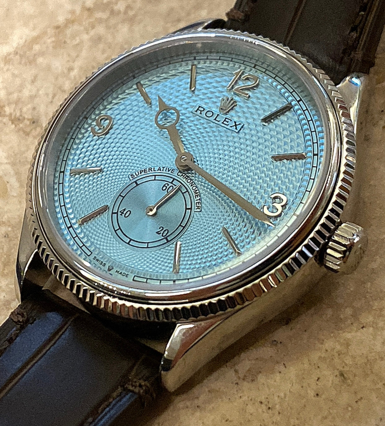 رولكس بيربتشوال 1908 ايس بلو - كلين طبق الأصل ماكينة سويسري حبة واحدة