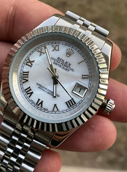 رولكس دايت جست نادرة جداً مينا صدف ارقام رومانية سير جوبلي - تطابق مع الاصلية جراند ماستر