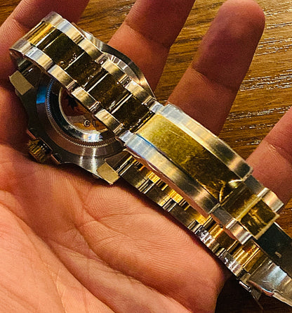 رولكس سابمارينر تو تون جولد كلين طبق الأصل - ماكينة سويسري - هذه صور الساعة الحقيقية