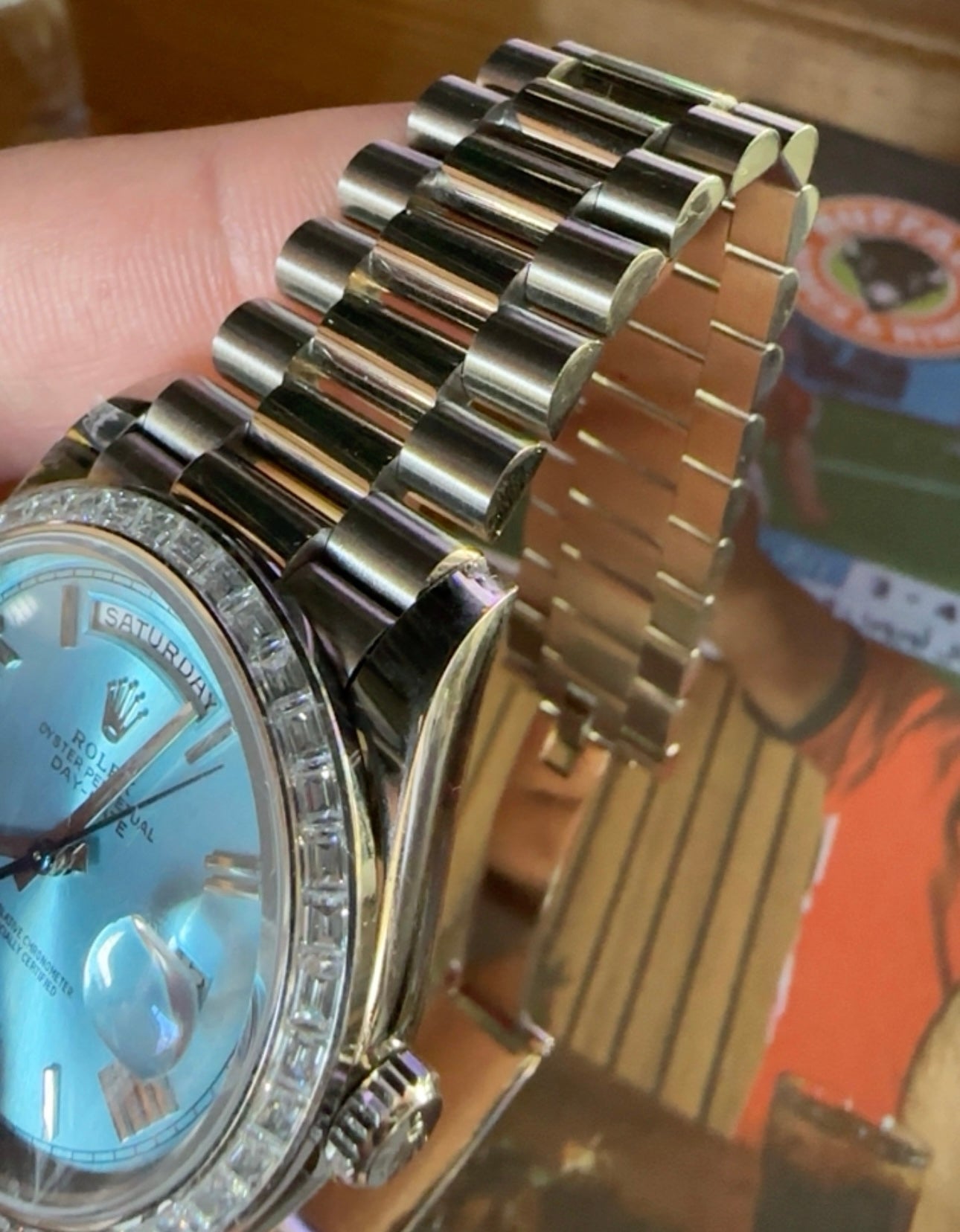 رولكس داي ديت سكاي بلو ذوق باجيت - لا تميز عن الاصلية ريبلكا