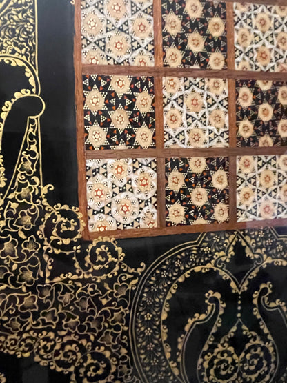 قطعه واحدة طاولي صناعة يدوية بالكامل اسود ملكي مع جنود براص اصلي وجنطة جلد فاخره