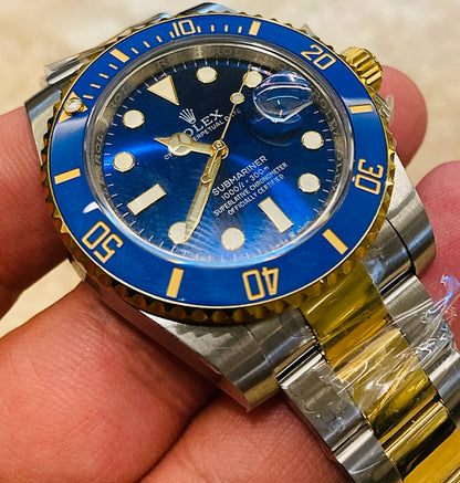 رولكس سابمارينر تو تون دايل و بيزيل ازرق - كلين طبق الاصل ماكينة سويسري