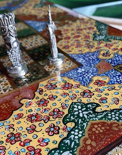 تحفة فنية صناعة يدوية - طاولي و شطرنج رسمة واحدة فقط يعني الحبة الوحيدة في العراق - احجار الطاولي و الشطرنج صناعة يدوي  بادق التفاصيل (t1)