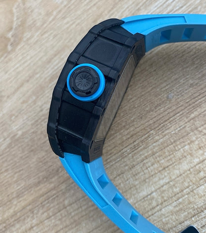 RM  - ساعة ريتشارد ميل اصدار ٢٠٢٤ ستراب ازرق بودي سيراميك و كاربون