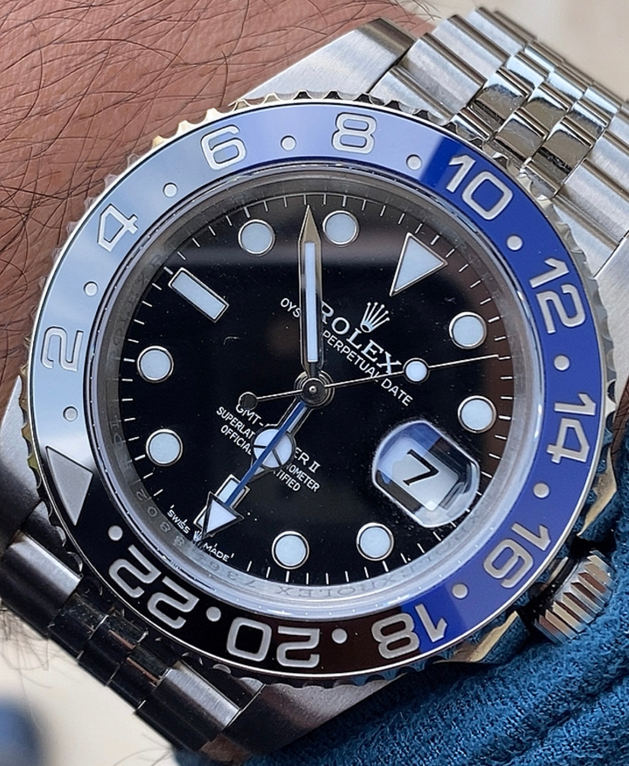 ٣٥٥٠ شيكل توصيل لفلسطين رولكس باتمان كلين طبق الأصل - سيريال حقيقي ماكينة سويسري