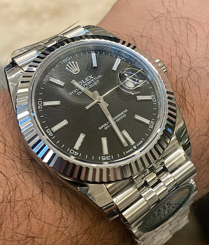 رولكس دايت جست مينا اسود ستراب جوبلي - كلين طبق الأصل ماكينة سويسري