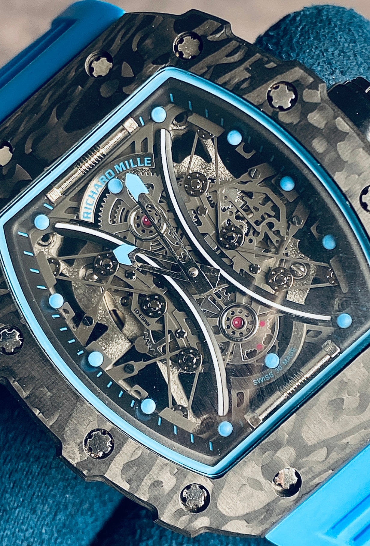 ريتشارد ميل باله وارد تركي - اعلى كواليتي موجود -  ماكينة يدوية تشطيب عالي جداً