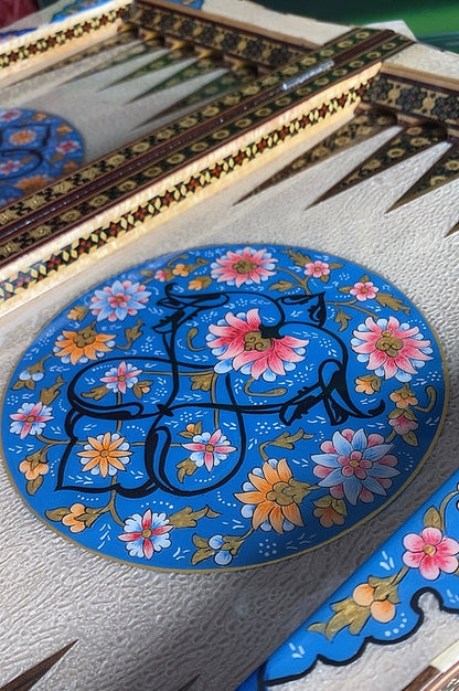 تحفة فنية صناعة يدوية - طاولي و شطرنج رسمة واحدة فقط يعني الحبة الوحيدة في العراق - احجار الطاولي و الشطرنج صناعة يدوي  بادق التفاصيل (t5)