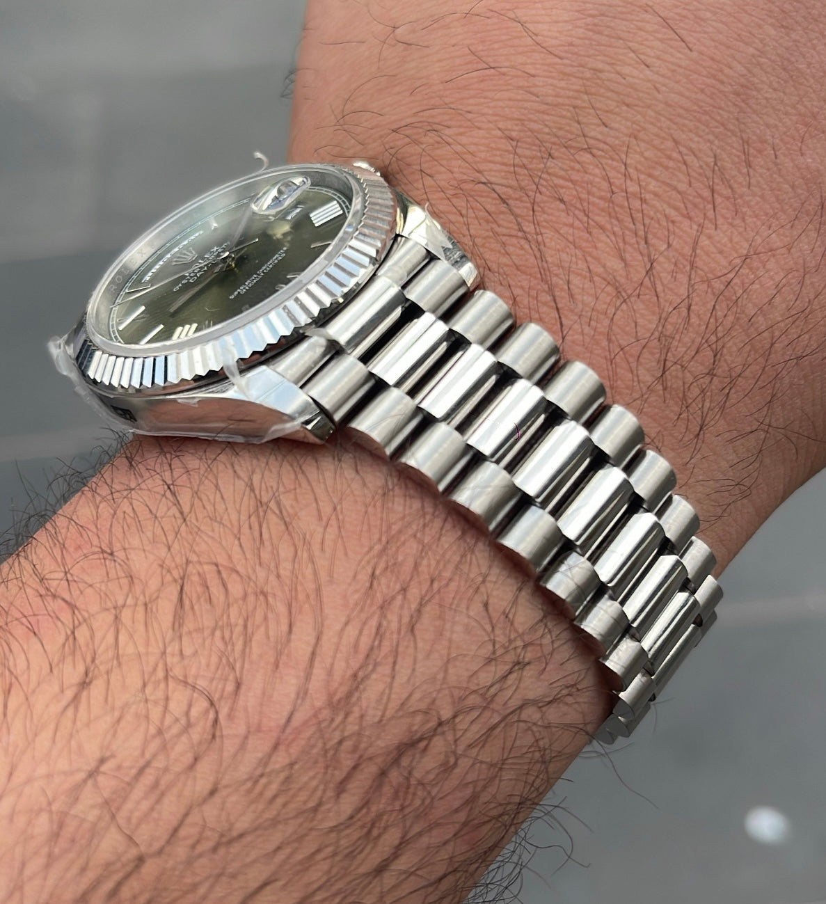 Rolex day date olive- كلين طبق الأصل