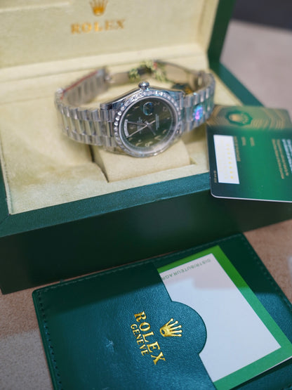 40 mm رولكس داي ديت دايموند عربي مينا اخضر اومبريه زيتوني - كلين تايتل