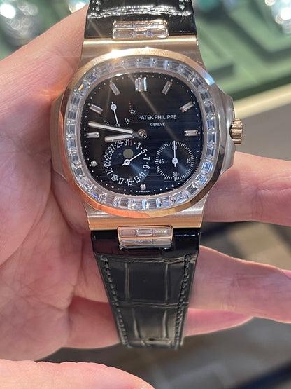 باتيك فيليب 5712 كلين طبق الأصل لا تميز عن الأصلية- ستراب اسود