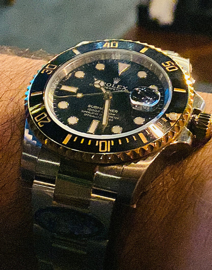 رولكس سابمارينر تو تون جولد كلين طبق الأصل - ماكينة سويسري - هذه صور الساعة الحقيقية