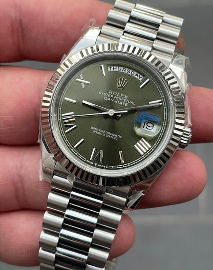 Rolex day date olive- كلين طبق الأصل