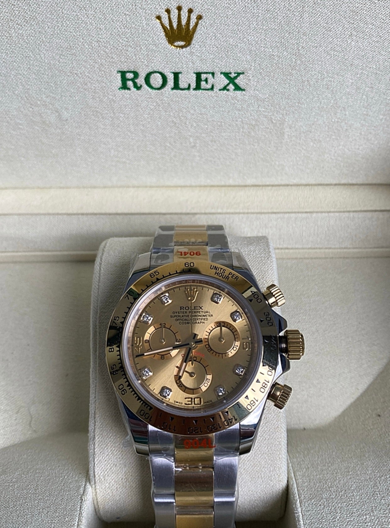 رولكس دايتونا ستيل و ذهب اصفر مينا ذهب  كلين - ذهب طلاء عيار ١٨  ليعطي نفس لمعان الأصلي