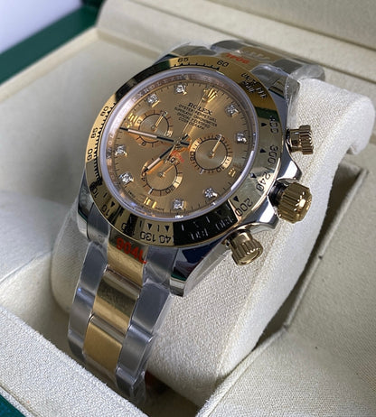 رولكس دايتونا ستيل و ذهب اصفر مينا ذهب  كلين - ذهب طلاء عيار ١٨  ليعطي نفس لمعان الأصلي