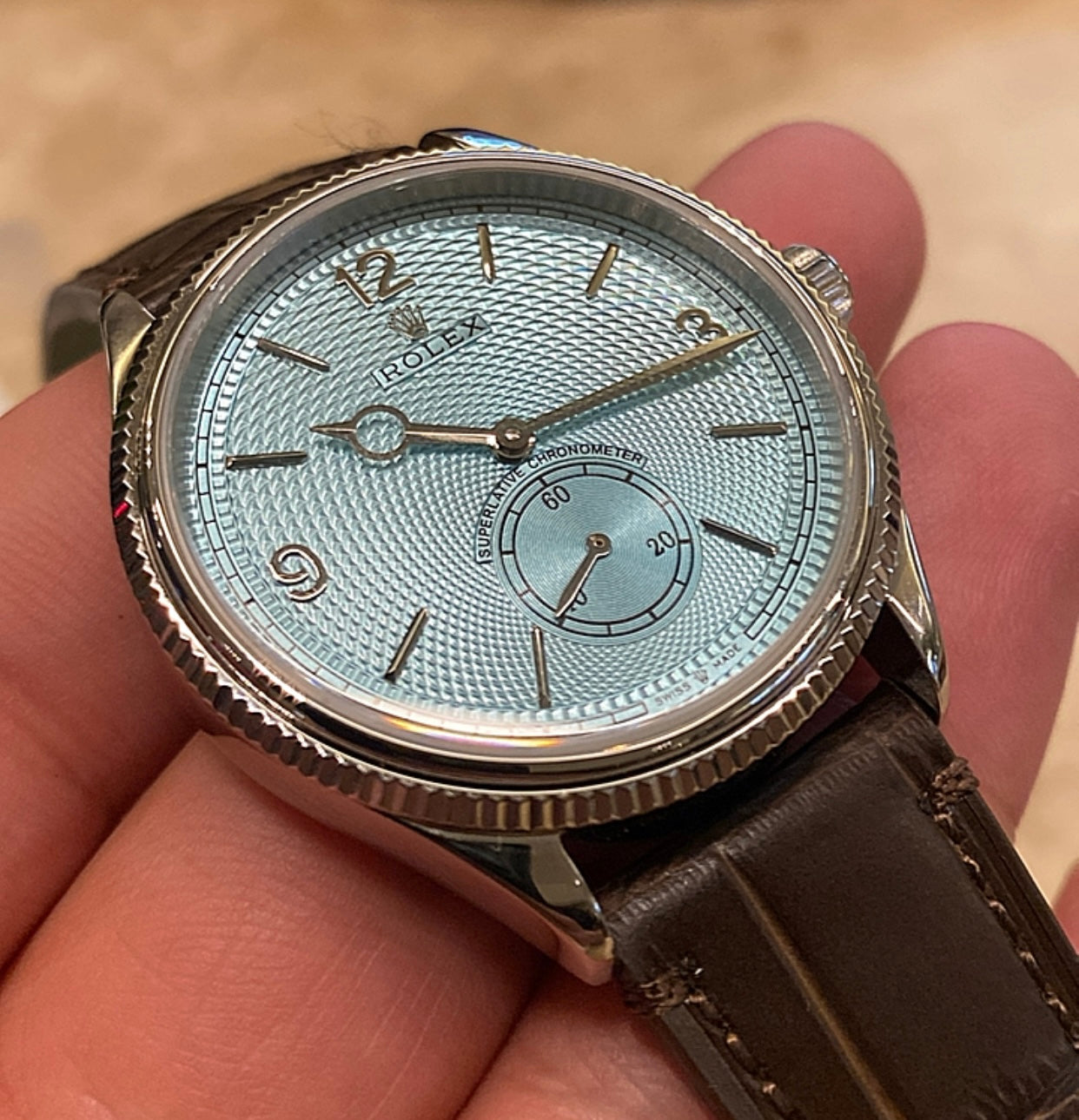 رولكس بيربتشوال 1908 ايس بلو - كلين طبق الأصل ماكينة سويسري حبة واحدة