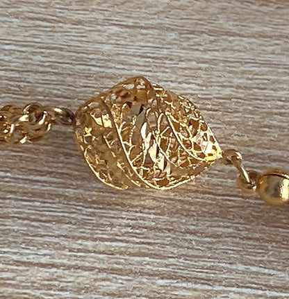 قطعة واحدة سبحة كهرب  ألماني  كبس، حجر كهرب خام طبيعي ١٠٠ بال ١٠٠ من دون اية مواد مضافه - الذهب اللي بالسبحة خام عيار 21 (S Gold)