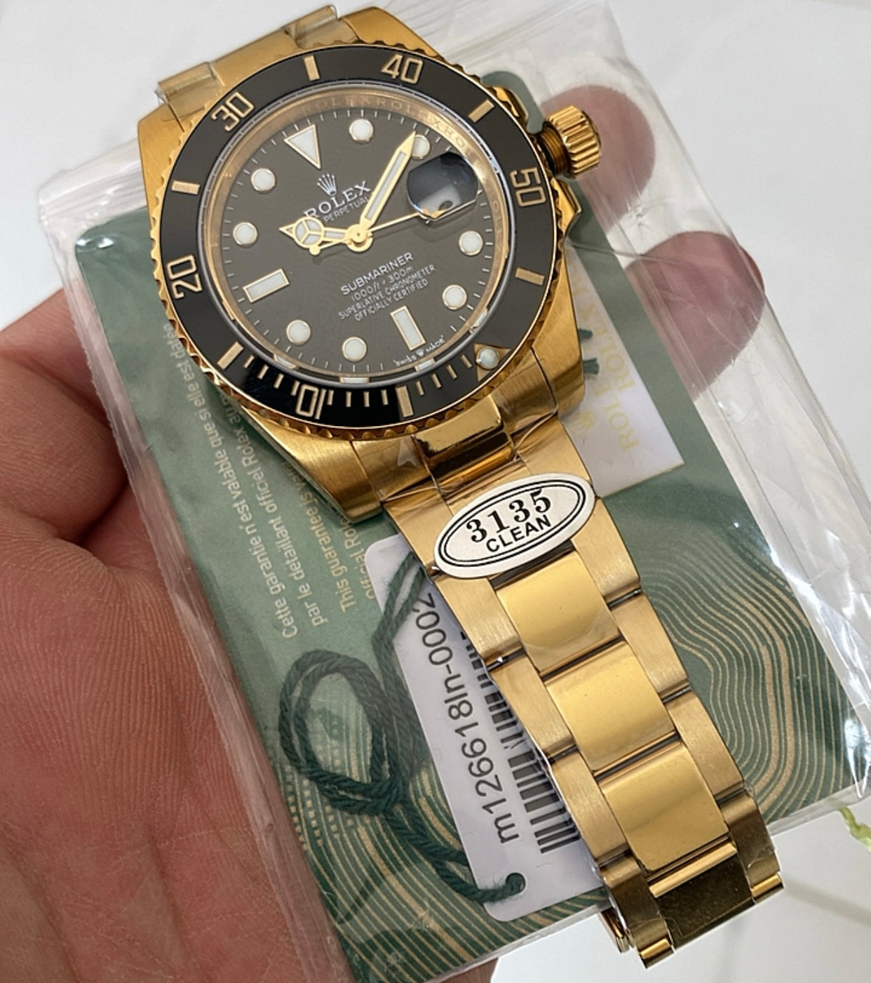 رولكس سابمارينر فول جولد - ذهب ١٨ طلاء - ماكينة سويسري بيزل سيراميك كلين طبق الأصل
