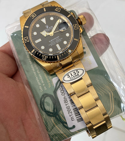 رولكس سابمارينر فول جولد - ذهب ١٨ طلاء - ماكينة سويسري بيزل سيراميك كلين طبق الأصل