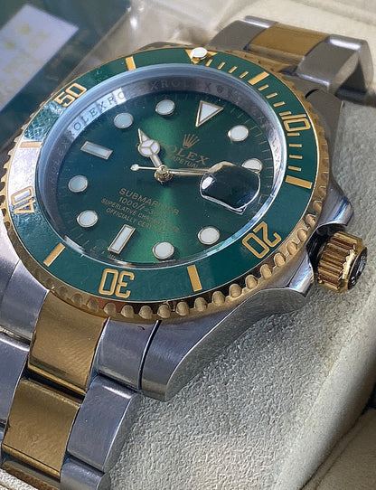 41 mm رولكس سابمارينر ستاربكس مينا اخضر + ستراب فضي و ذهبي- مستعمل بحالة الجديد