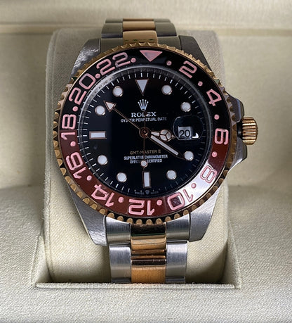 رولكس جي أم تي رووت بيير  اصدار ٢٠٢٤ جراند ماستر - مستعملة بحالة الجديد وياها حافظة جلد من رولكس