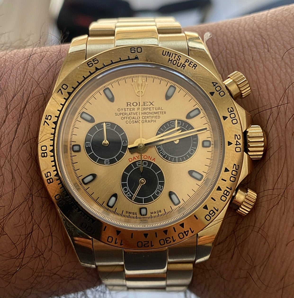 رولكس دايتونا يالو جولد - كلين طبق الاصل كوزمو جراف ماكينة حركة سويسري