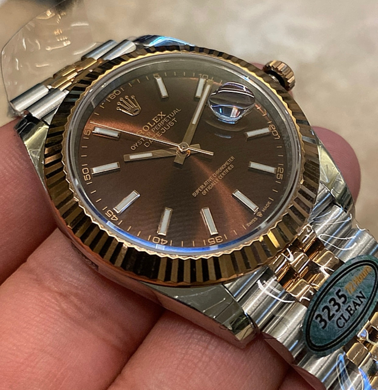 رولكس دايت جست مينا شوكليت جوبلي تو تون - كلين طبق الأصل ماكينة سويسري لا تفرق عن الأصلية