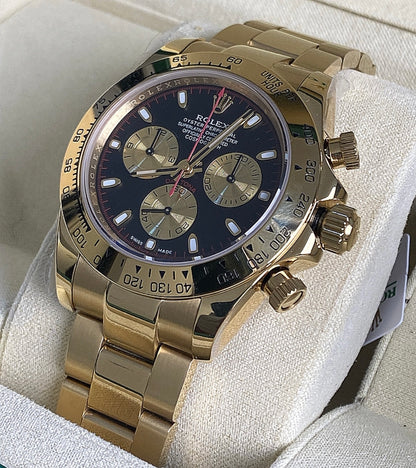 40 mm رولكس دايتونا ذهب أصفر بقرص أسود