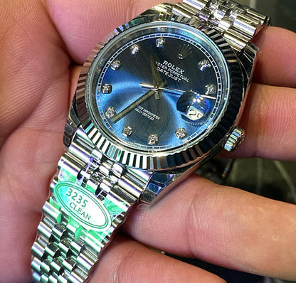 رولكس دايت جست ارقام دايموند دايل ازرق - سير جوبلي ماكينة سويسري طبق الأصل حبة واحدة