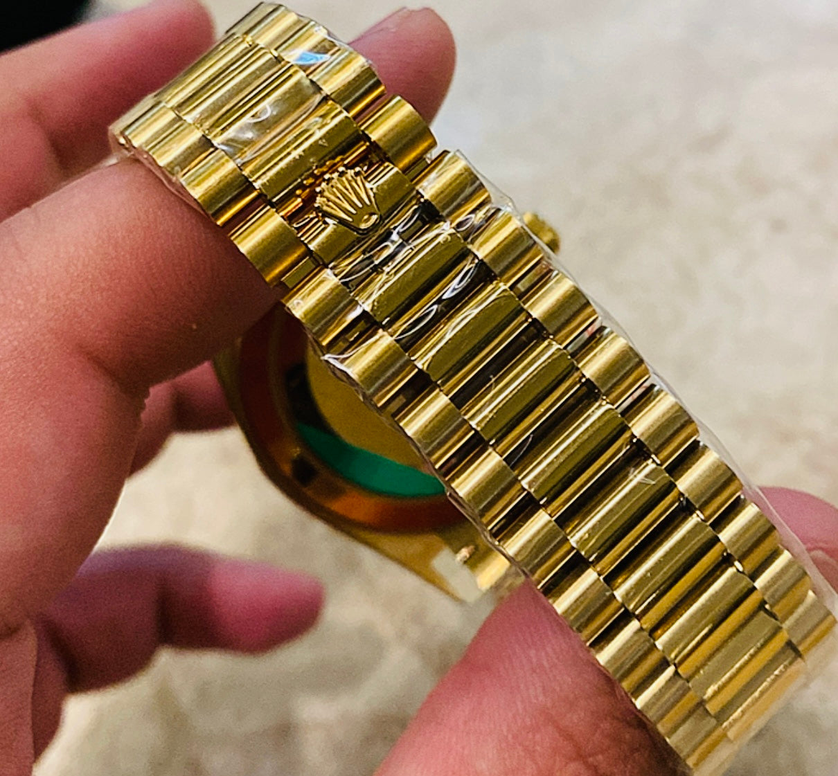 رولكس دايت ديت يالو جولد باڤيد دايال- ماكينة سويسري طبق طبق الأصل