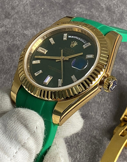 رولكس داي ديت جرين اومبريه ستراب اخضر - جودة الساعة جراند ماستر