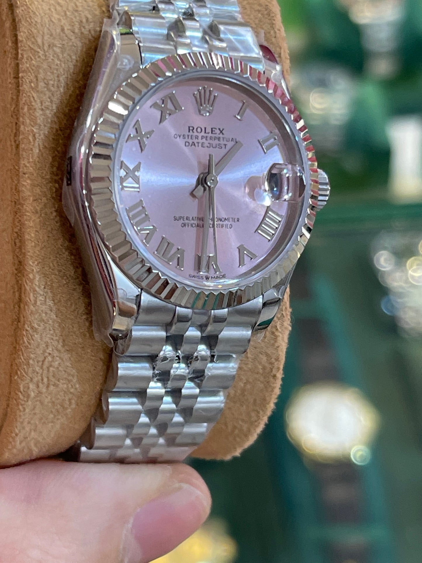 رولكس ديت جست كلين طبق الأصل نسائي ارقام روماني مينا بينك