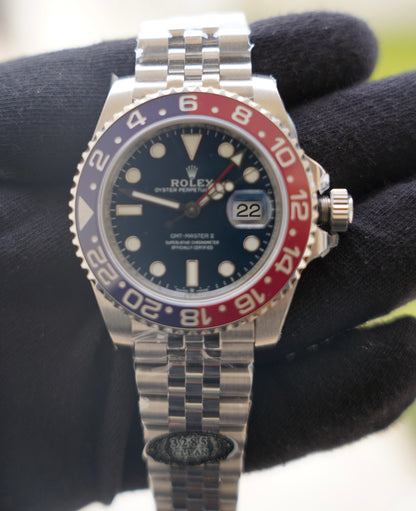 40 mm السعر بالاردني 550  دينار رولكس جي إم تي ماستر 2 وايت غولد بيبسي